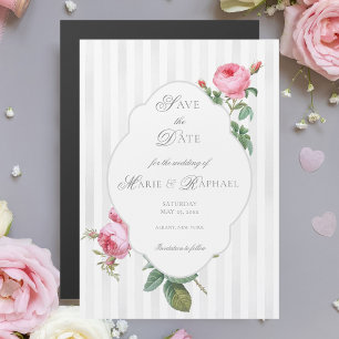 Convite Magnético Casamento Botânico Rosa Francesa Salve o Dia