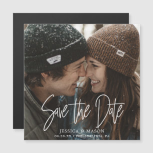 Convite Magnético Casamento Branco do Mod Salve os Amigos de Data co