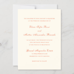 Convite Magnético Casamento Clássico Moderno de Terracota Elegante
