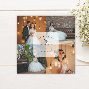 Convite Magnético Casamento com a Colagem de Fotos do Elegante Moder