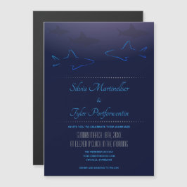 Convite Magnético Casamento com Tubarões do Oceano Azul
