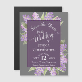 Convite Magnético Casamento da Cinza Boho Lilacs Calliographic Salva