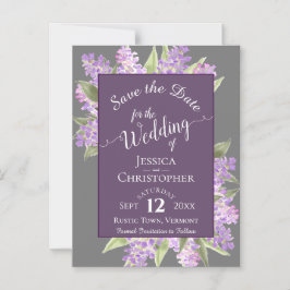 Convite Magnético Casamento da Cinza Boho Lilacs Calliographic Salva