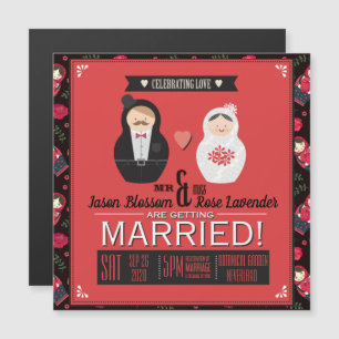 Convite Magnético Casamento de bonecas