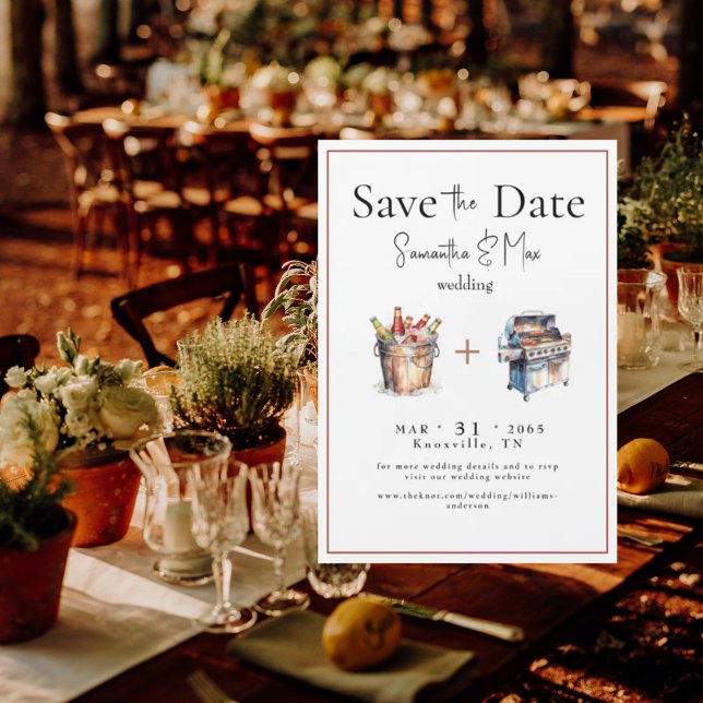 Convite Magnético Casamento de Cerveja & Churrasco Save the Date  (Criador carregado)
