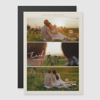 Convite Magnético Casamento de Colagem de Fotos de Fronteira Românti