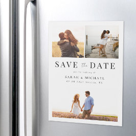 Convite Magnético Casamento de Colagem de Fotos Simples Moderno Salv