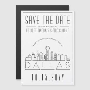Convite Magnético Casamento de Dallas  Skyline Estilizado Salvar a D