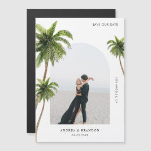 Convite Magnético Casamento de Destino de Foto de Arca Tropical Palm