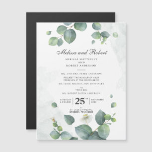 Convite Magnético Casamento de Eucalyptus Botânico Greenery