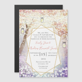 Convite Magnético Casamento de Fairytales Azul Púrpura, Pastel, Rosa
