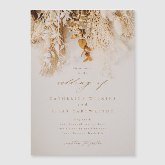 Convite Magnético Casamento de Flores de Outono Boho (Frente)