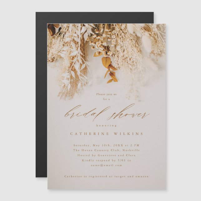 Convite Magnético Casamento de Flores de Outono Boho Chá de Noiva (Frente/Verso)