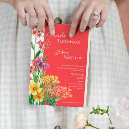 Convite Magnético Casamento de Flores Selvagens Amarelas Brilhantes