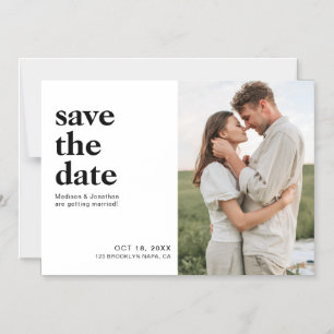 Convite Magnético Casamento de Foto Clássico Simples Salve A Data