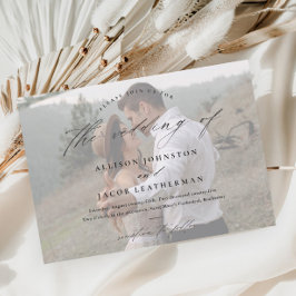 Convite Magnético Casamento de Foto com Letra Elegante
