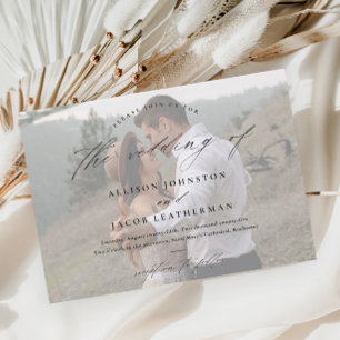 Convite Magnético Casamento de Foto com Letra Elegante