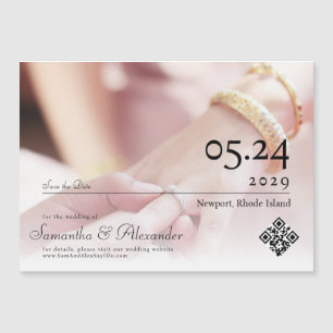 Convite Magnético Casamento De Foto De Script Simples Elegante Salva