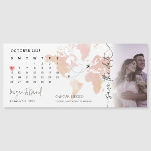 Convite Magnético Casamento de Foto do Coração do Calendário do Mapa