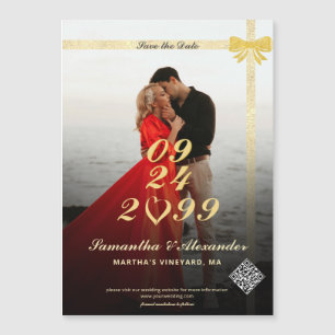 Convite Magnético Casamento de Foto do Coração Simples Moderno Salve