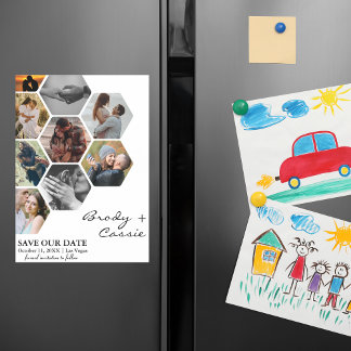 Convite Magnético Casamento de Foto do Elegante Honeycomb Salve a Da