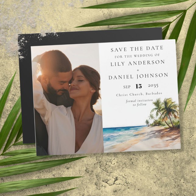 Convite Magnético Casamento de Foto em Praia Tropical Salvar a Data (Tropical Beach Photo Wedding Save The Date Magnetic Invitation)