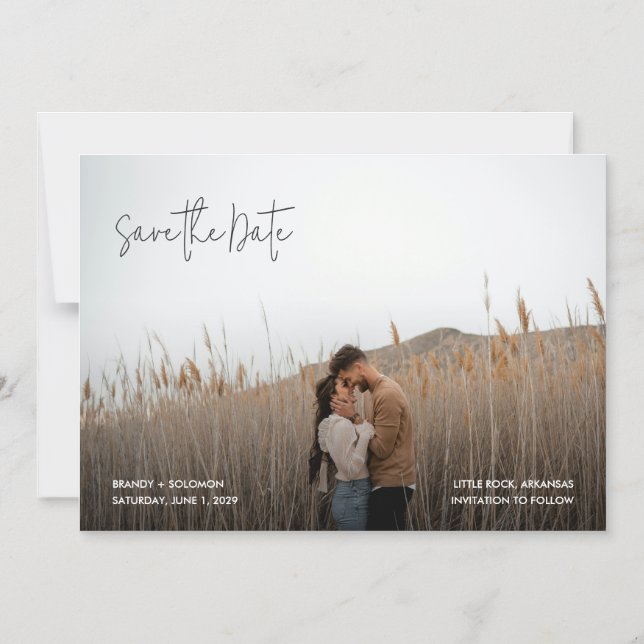 Convite Magnético Casamento de Foto Moderna e Elegante Salvar a Data (Frente)
