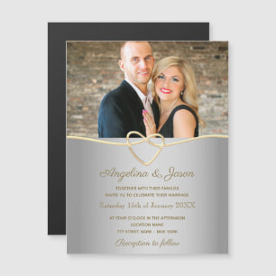 Convite Magnético Casamento de Foto Simples Prata