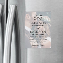 Convite Magnético Casamento de Fotografias Elegante Monograma com Sc