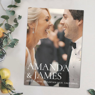 Convite Magnético Casamento de Fotos Modernas Elegante Simples Salve