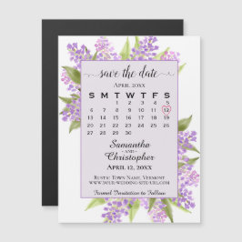 Convite Magnético Casamento de Lavanda Lilacs e Calendário Salvar a