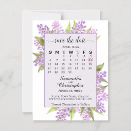 Convite Magnético Casamento de Lavanda Lilacs e Calendário Salvar a 