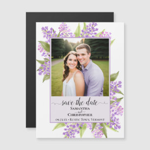 Convite Magnético Casamento de Lavanda Lilacs e Foto Salve a Data