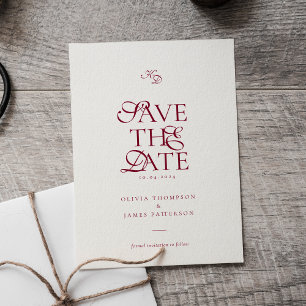 Convite Magnético Casamento de Letra Minúscula Burgundy Profundo
