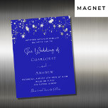 Convite Magnético Casamento de luxo com estrelas de prata azul<br><div class="desc">Um fundo azul real,  decorado com estrelas de prata brancas e falsas. Personalize e adicione seus nomes e detalhes.</div>