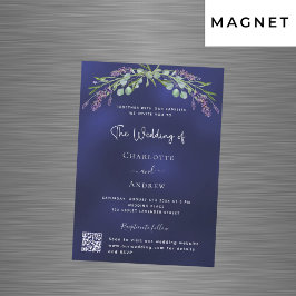 Convite Magnético Casamento de luxo de RSVP de lavanda azul-verde