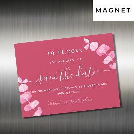Convite Magnético Casamento de magenta eucalipto salvar o ímã de dat