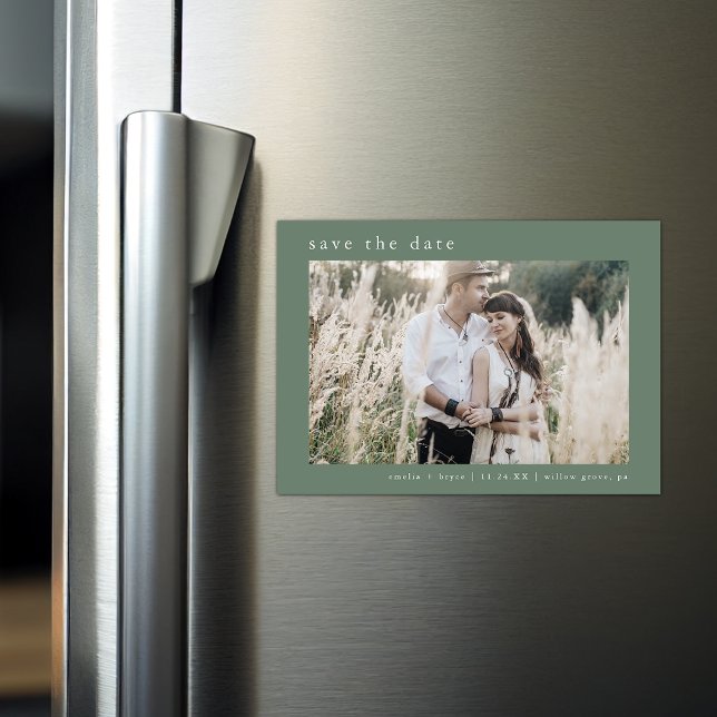 Convite Magnético Casamento de Montanha da EMELIA Foto Sage Salvar a (EMELIA Photo Sage Mountain Wedding Save the Date Magnetic Invitation)