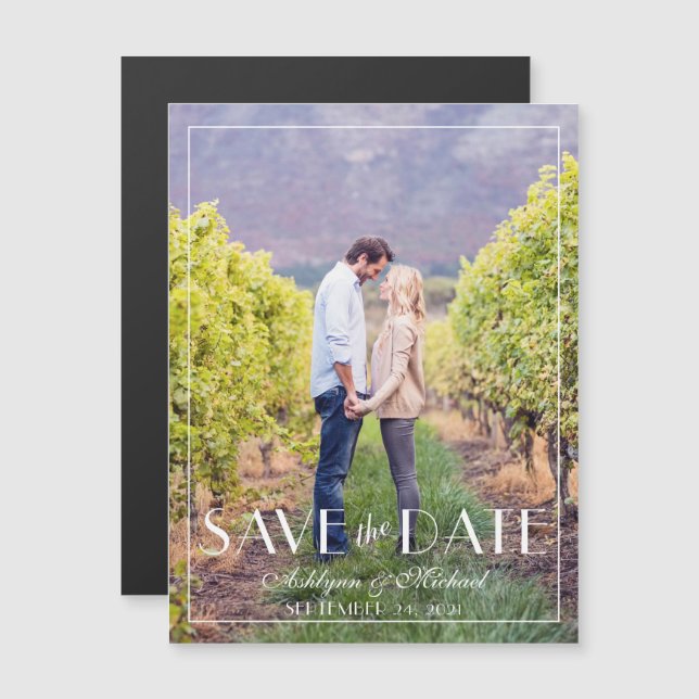 Convite Magnético Casamento de Na moda moderno e elegante (Frente/Verso)