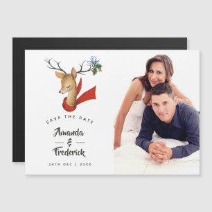 Convite Magnético Casamento de Natal Vintage Retrô Salve a Data
