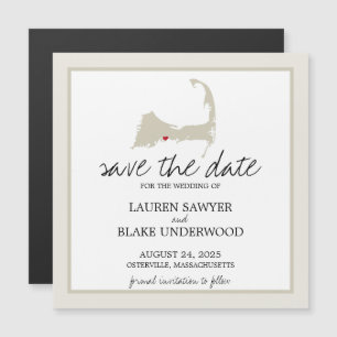 Convite Magnético Casamento de Osterville Cape Cod Salvar a Data