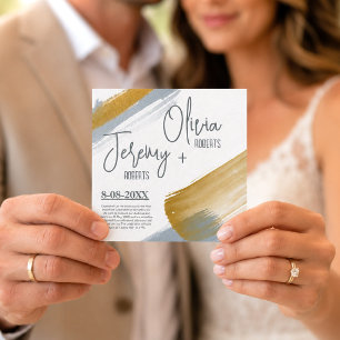Convite Magnético Casamento de Outono Dourado Moderno Elegante Salva