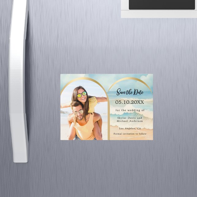 Convite Magnético Casamento de praia em Photo Arch Salve o ímã dage (Criador carregado)