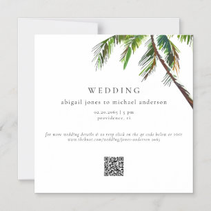 Convite Magnético Casamento de Praia Moderno com Palmeira Tropical