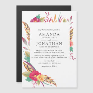 Convite Magnético Casamento de Safári Floral em Aquarela