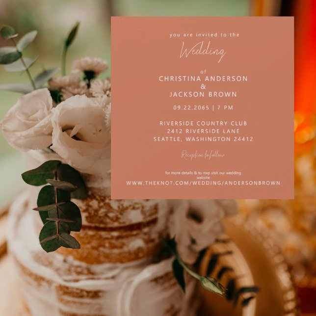 Convite Magnético Casamento de Terracota Moderna  (Criador carregado)