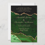 Convite Magnético Casamento Dourado de Agate Glitter Elegante Verde<br><div class="desc">Design de Casamento de Glitter,  Agate Dourado Verde Elegante</div>