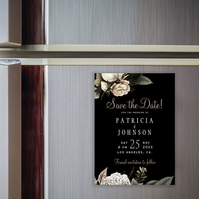 Convite Magnético Casamento elegante de flores brancas de inverno sa (Criador carregado)