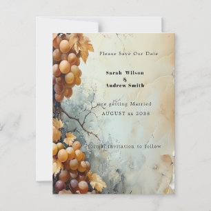Convite Magnético Casamento Elegante em Vinícola com Aquarela Save t