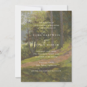 Convite Magnético Casamento Elegante Floresta Rústica